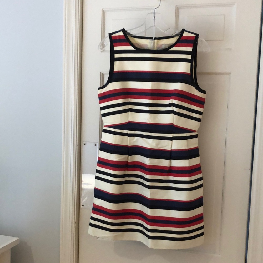 J. Crew Red, Blue, and Black Striped Dress